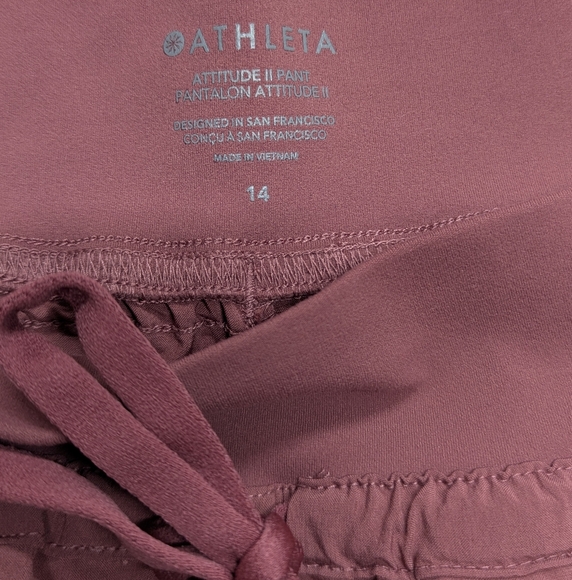 Athleta Attitude Pant jogger deep rose color - Picture 3 of 5